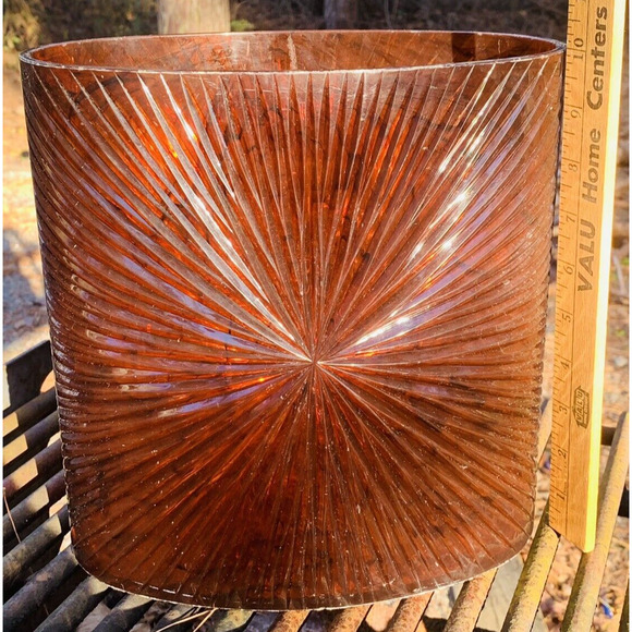 MCM Faux Tortoise Amber Lucite Waste Basket Swirl Translucent Amazing Design GUC - Picture 6 of 16